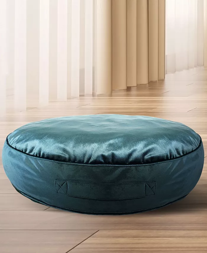 Edie@Home Panne Velvet Round Floor Pillow，  Round 24