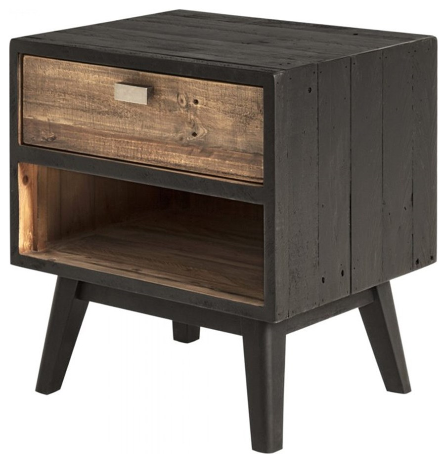 Home Square Storage End Table in Natural and Black   Set of 2   Midcentury   Side Tables And End Tables   by Homesquare  Houzz