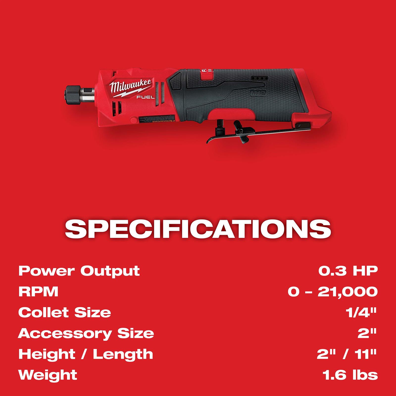 Milwaukee Tool 2486-20 Milwaukee M12 FUEL Cordless Lithium-Ion Straight Die Grinders