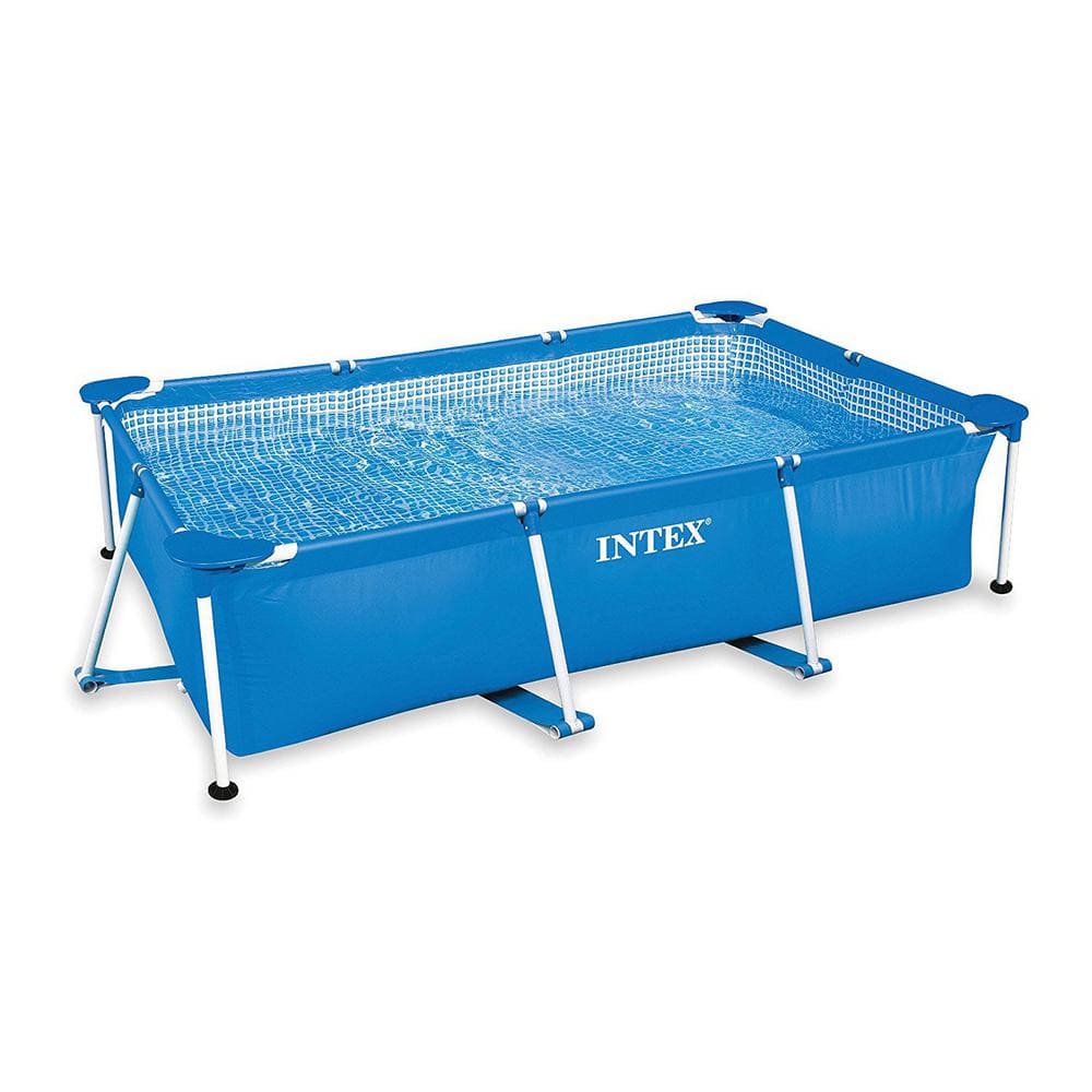 Intex 8.5 ft. x 5.3 ft. x 2.13 ft. Rectangular Frame Above Ground Swimming Pool, Blue 28271EH