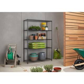 TRINITY Black Anthracite 5-Tier Steel Wire Shelving Unit (48 in. W x 72 in. H x 18 in. D) HTBFPBA-0950