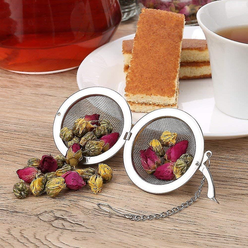 2pcs Stainless Steel Mesh Strap Chain Filter Tea Ball 5.5cm Tea Strainer