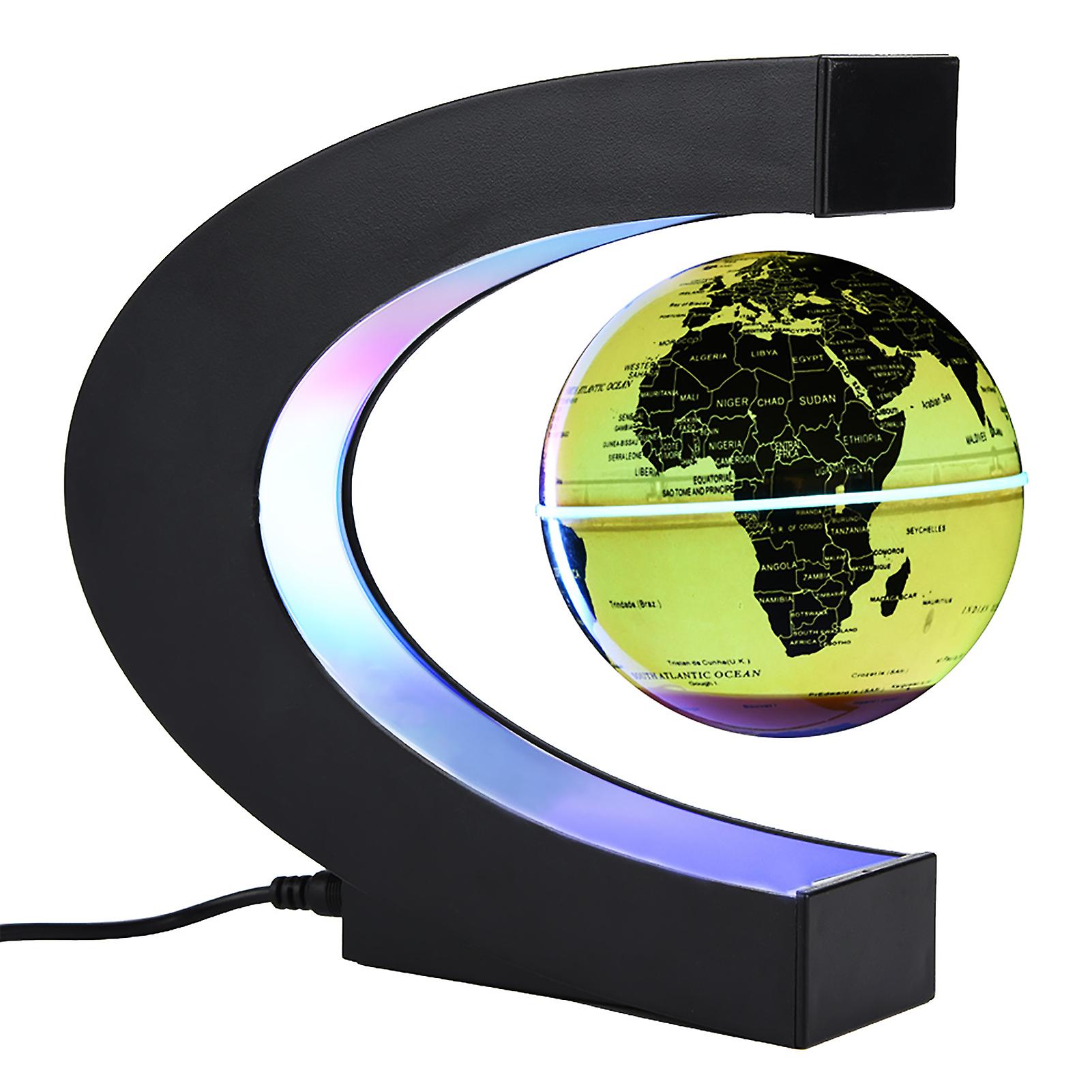 Floating Globe Magnetic Levitation Rotating Globe With Colorful Led Light (eu Plug Golden)