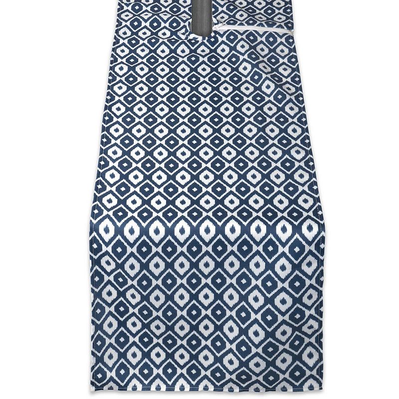 108 Blue and White Outdoor Rectangular Table Runner With Zipper