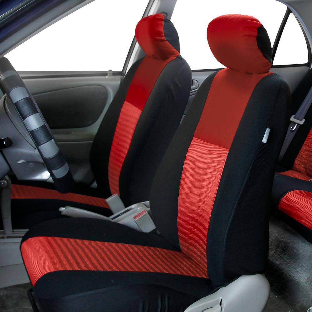 FH Group Fabric 47 in. x 23 in x 1 in. Deluxe 3D Air Mesh Front Seat Covers DMFB060RED102