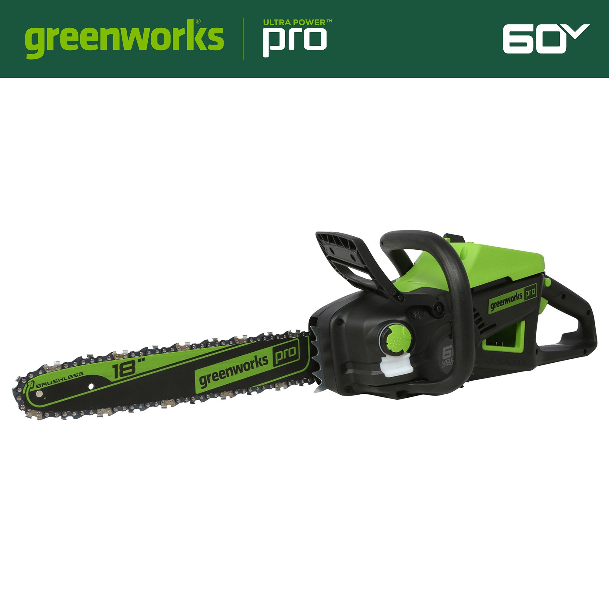 60V 18-Inch Cordless Chainsaw  Battery | Greenworks Tools