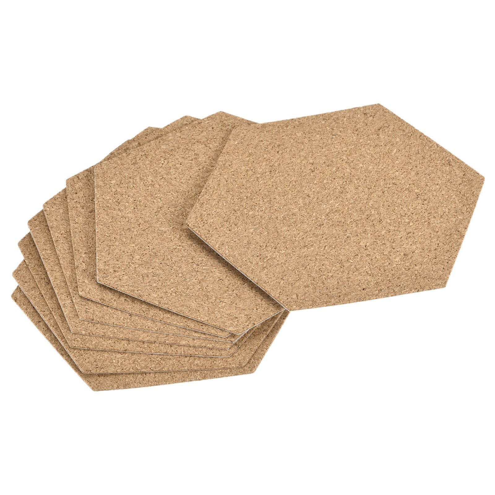 100x85x1mm Hexagon Coasters Cork Cup Mat Pad Adhesive Backed 8pcs - Wood