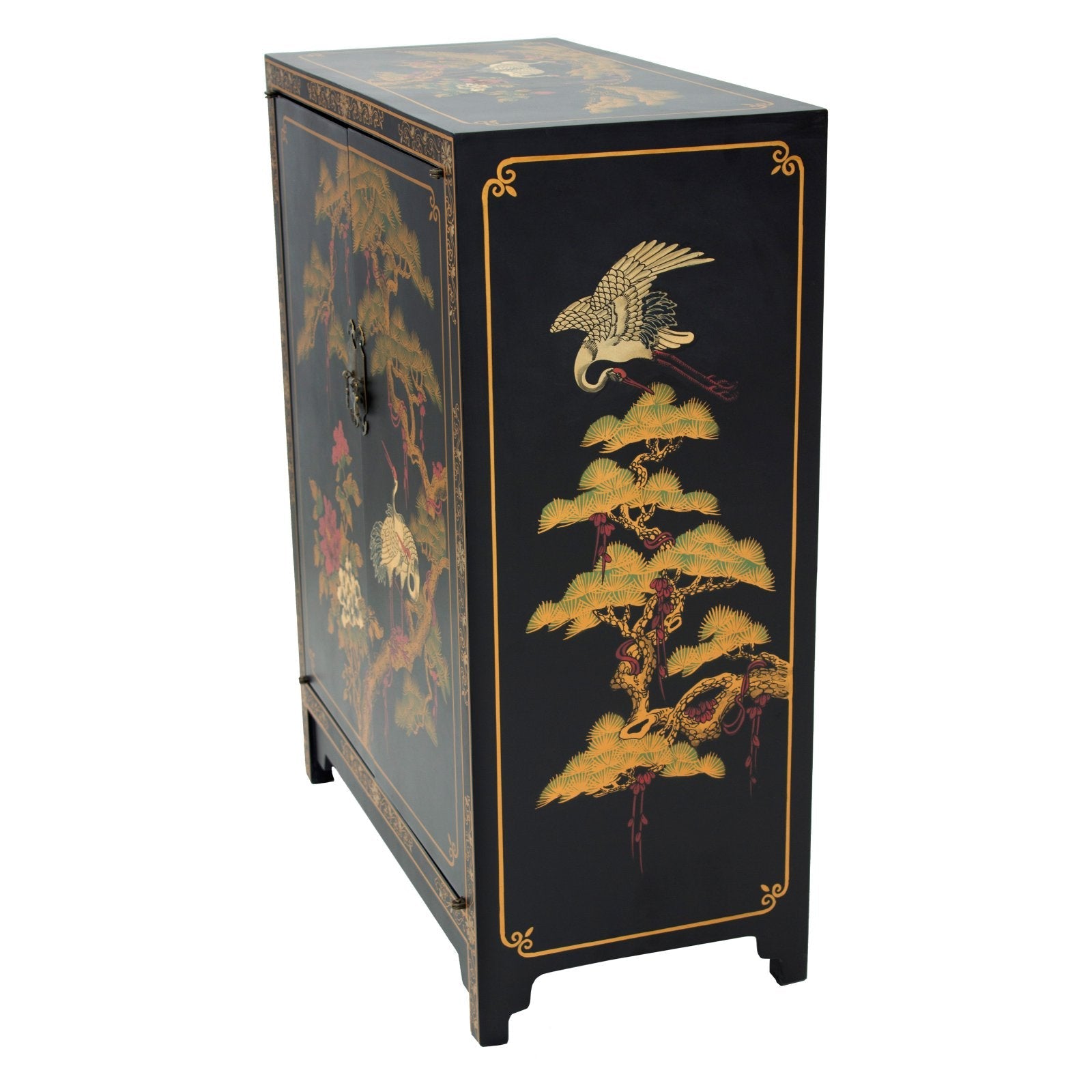 Oriental Furniture Black Lacquer Cabinet