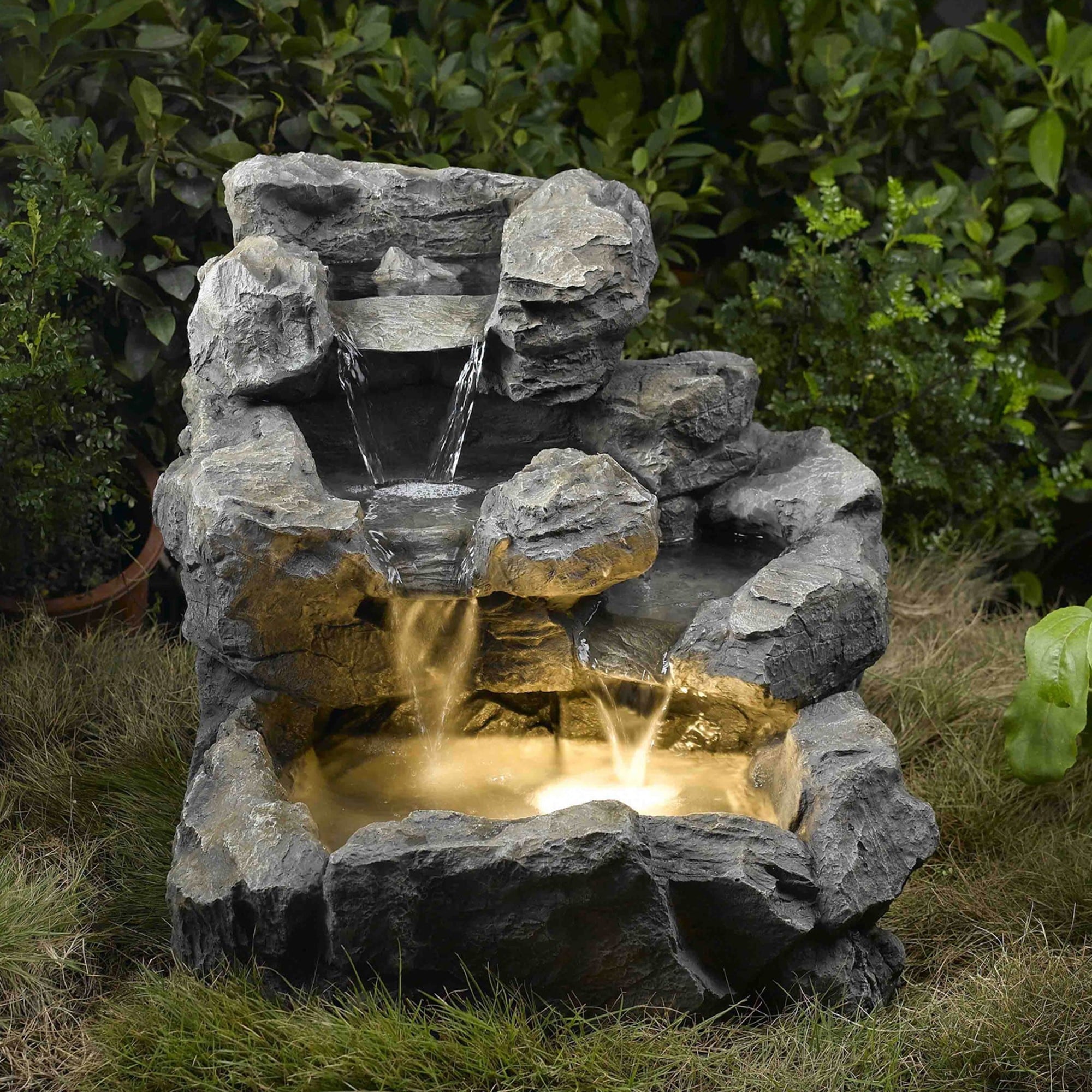 Fountain Cellar FCL028 Rock Creek Cascading Outdoor-Indoor Fountain with Illumination