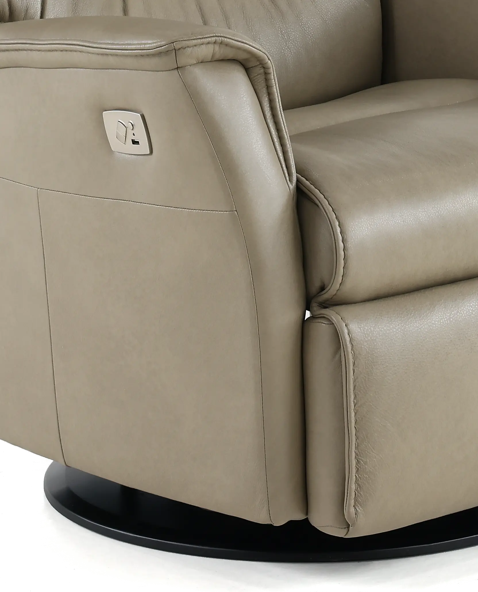 Captain Dove Beige Large Leather Swivel Glider Power Recliner