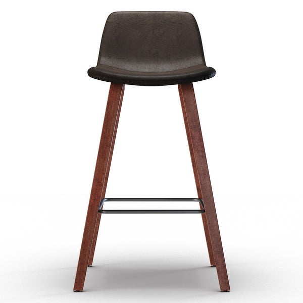 WYNDENHALL Maire Mid Century Modern 26 inch Counter Stool (Set of 2) in Distressed Brown Faux Leather