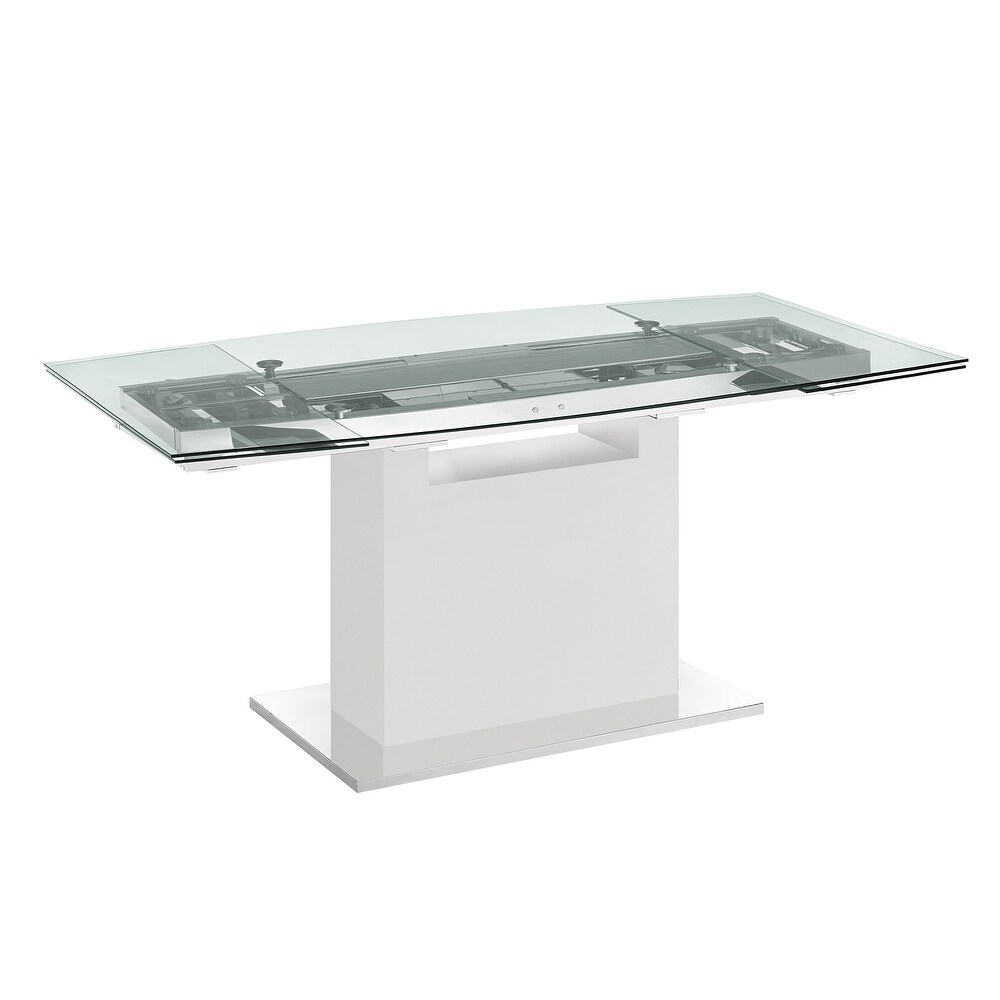 OLIVIA dining table with high gloss white lacquer base.