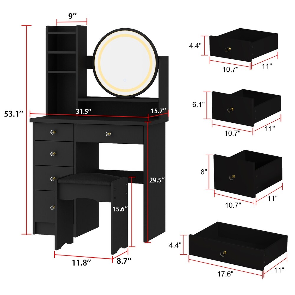 Makeup Vanity Dressing Table  Vanity Mirror with Lights and Table Set   52\