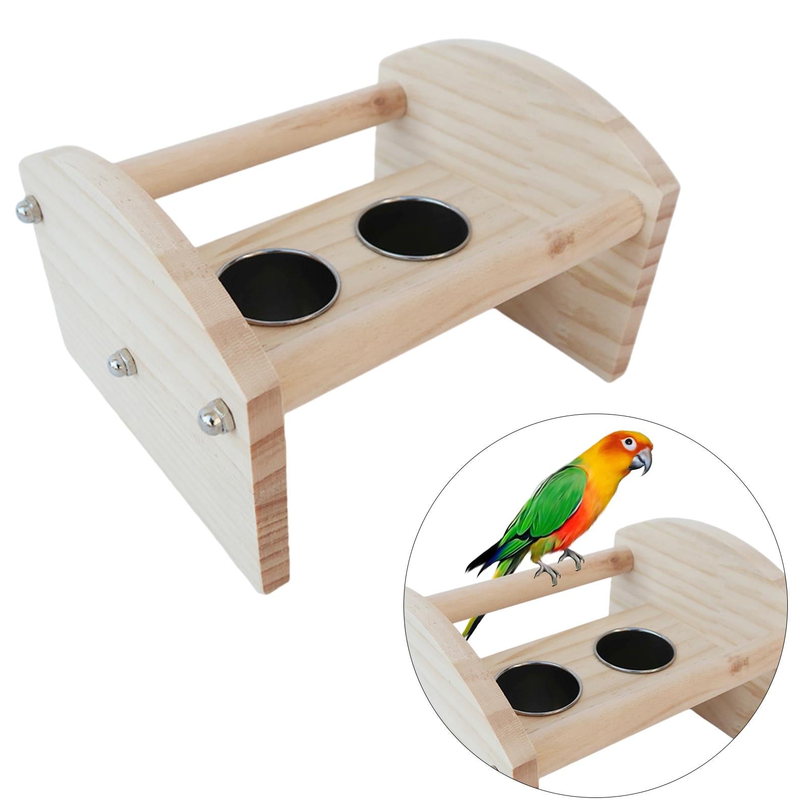 Bird Perch Stand W/ Bowl Cage Accessories Playstand Training Pet Supplies Bird Activity Stand Playground for Parakeet Parrots wood