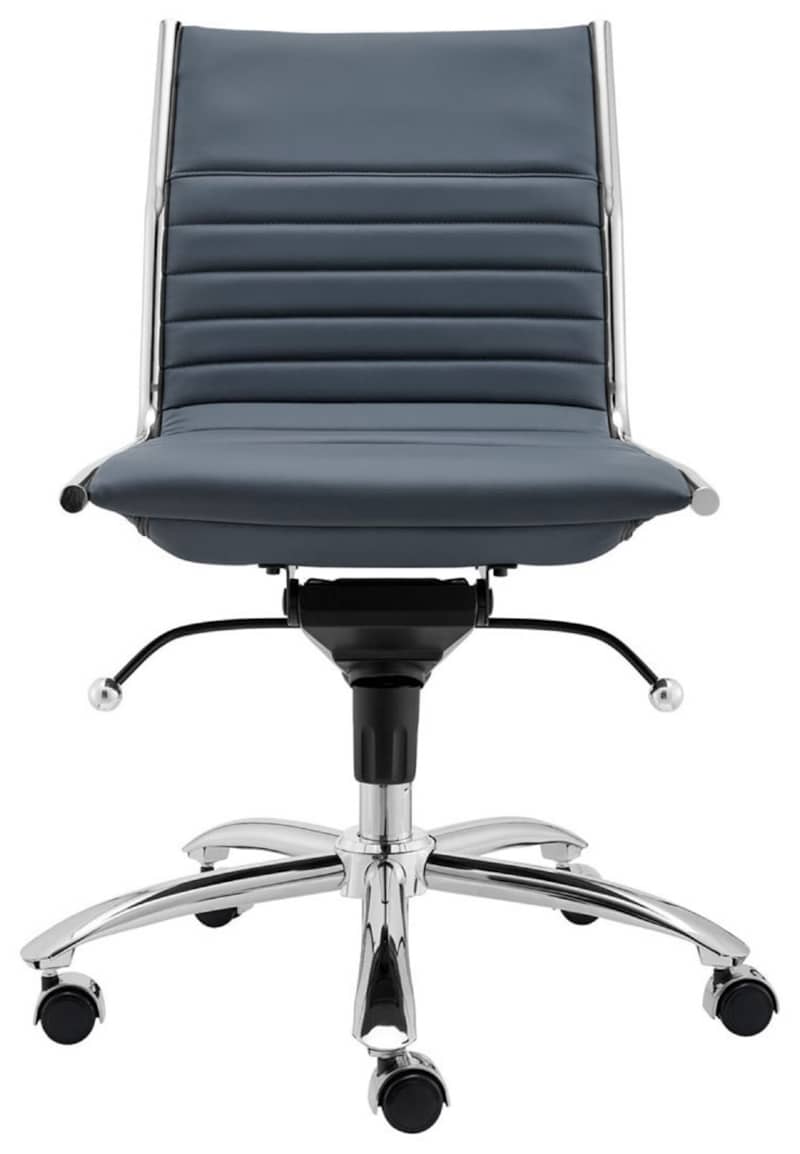 Euro Style Blue Dirk Low Back Without Armrests Office Chair