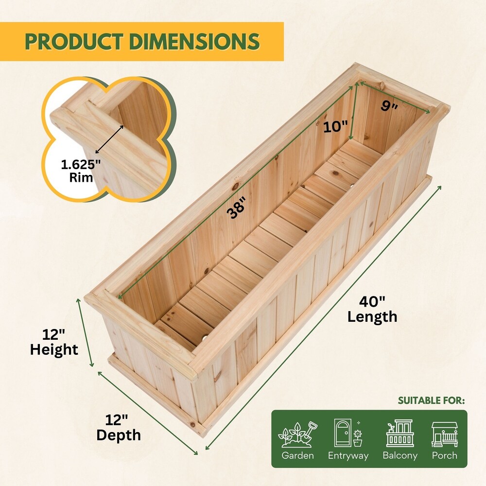 Wallys Cedar Kiln Dried Raised Garden Bed Planter Box for Herbs  Flowers  Vegetables with Drainage Holes