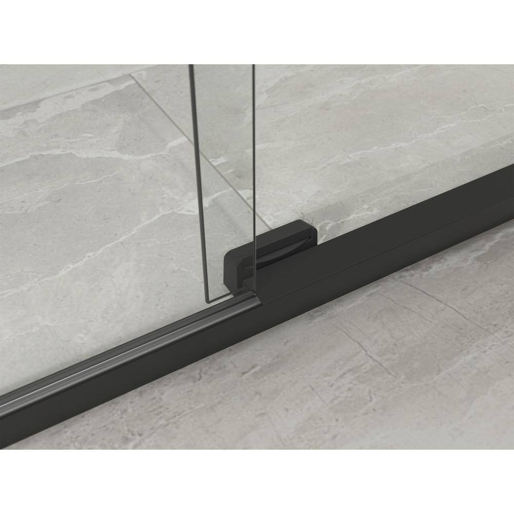 KOHLER Elate 59.625 in. W x 70.5 in. H Sliding Frameless Shower Door in Matte Black with Crystal Clear Glass K-707608-6G79-BL