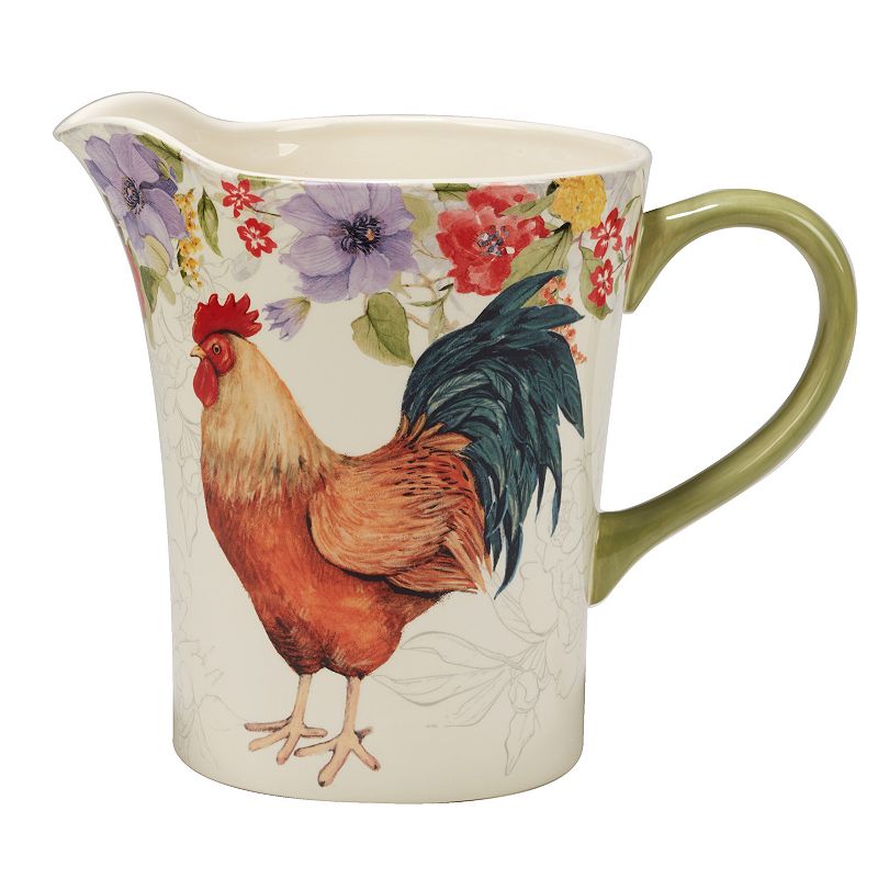 Certified International Floral Rooster Pitcher