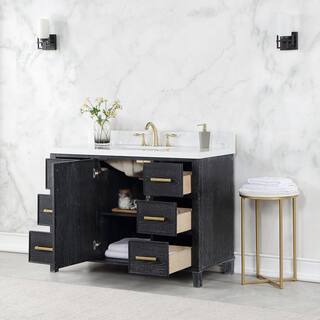 Altair Weiser 48 in. W x 22 in. D Single Sink Bath Vanity in Black Oak with White Composite Stone Top without Mirror 549048-BO-AW-NM