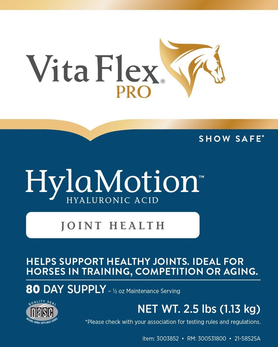 Vita Flex Pro Hylamotion Equine Joint Support Hay Flavor Powder Horse Supplement， 2.5-lb bucket