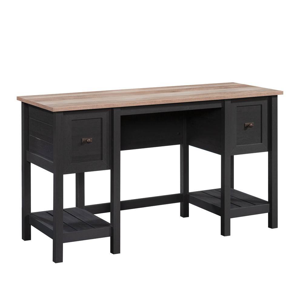 SAUDER Cottage Road 53.937 in. Raven Oak Computer Desk with File Storage 431265