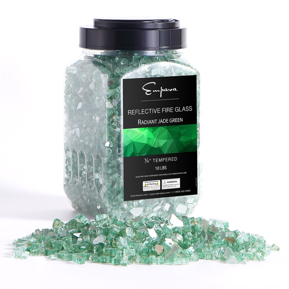 10 lbs. 1/4 in Radiant Jade Green Reflective Tempered Fire Glass for Gas Fire Pit   1/4\