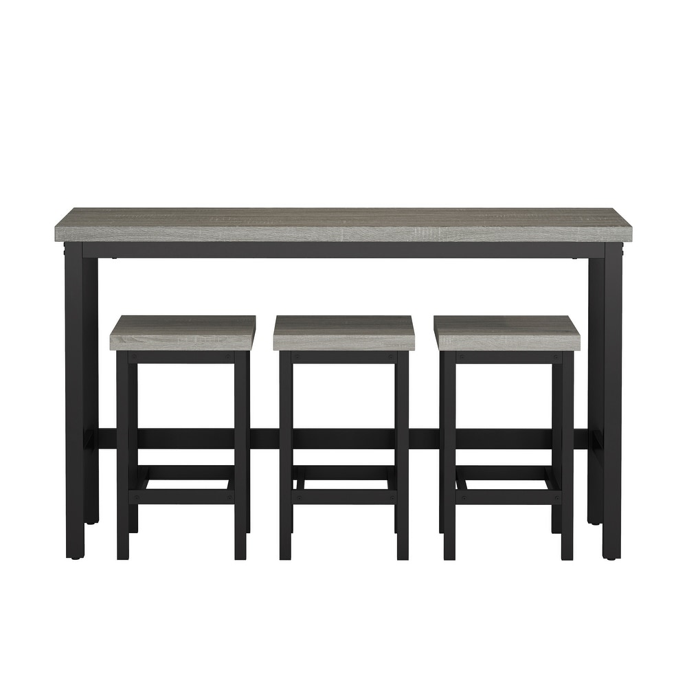 Extra Long Dining Table Set with 3 Stools Pub