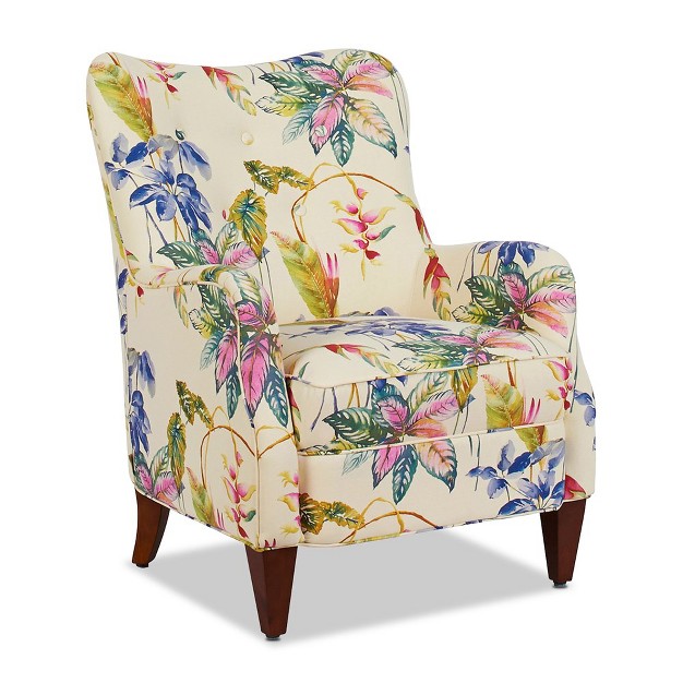 Jennifer Taylor Home Paradise Upholstered Arm Chair Off white floral Printed On Cotton