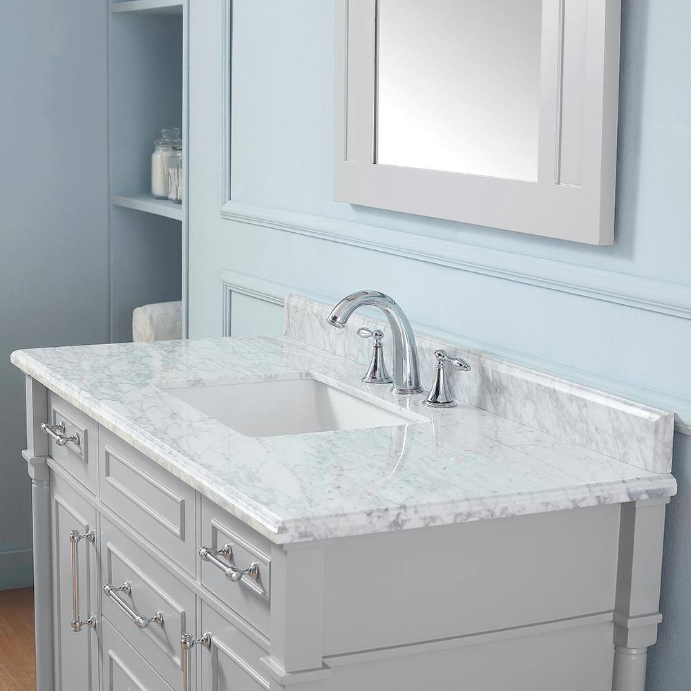 Home Decorators Collection Aberdeen 48 in. W x 22 in. D x 34.5 in. H Single Sink Bath Vanity in Dove Grey with White Carrara Marble Top Aberdeen 48G