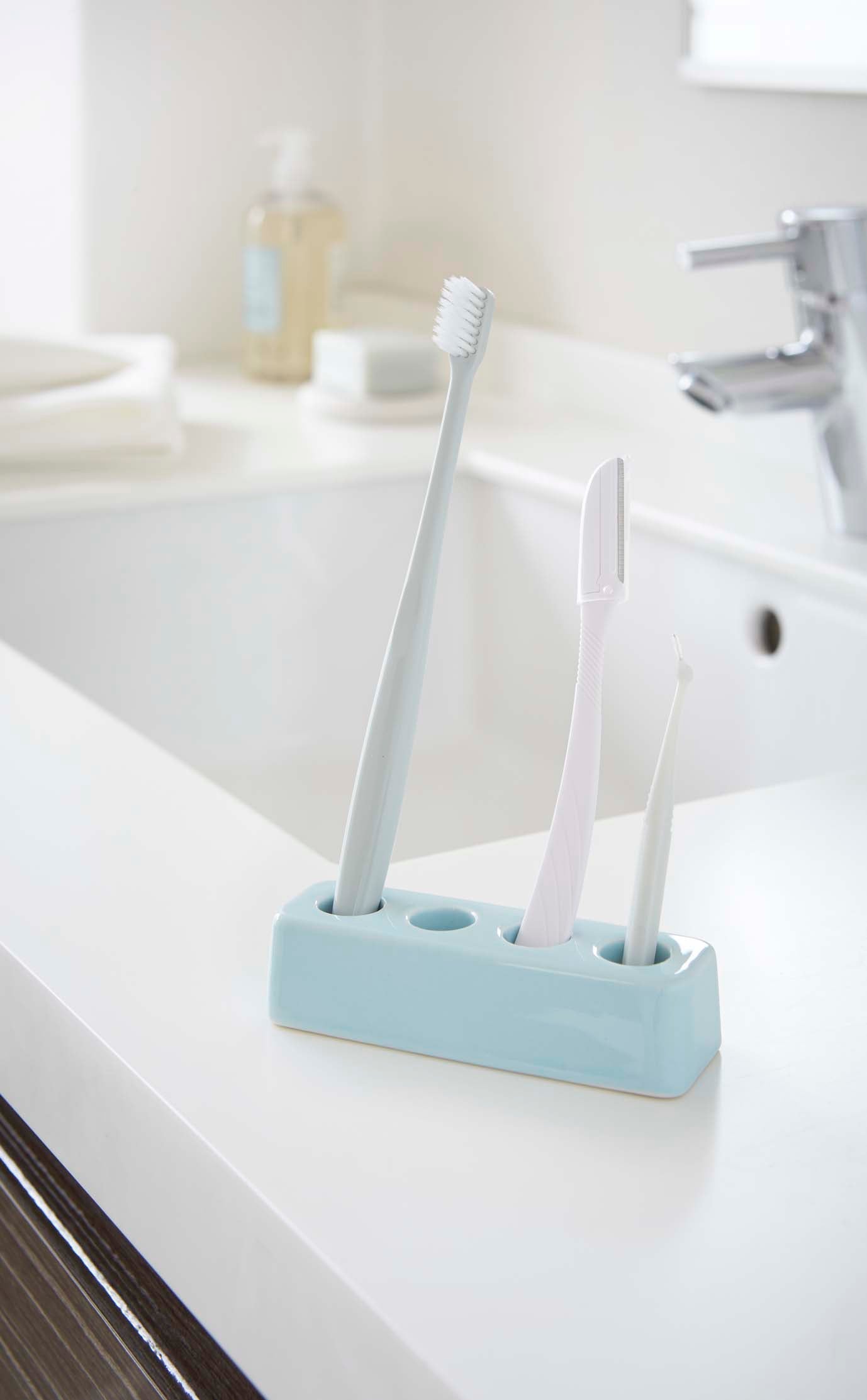 Plain Rectangular Ceramic Toothbrush Stand in Various Colors