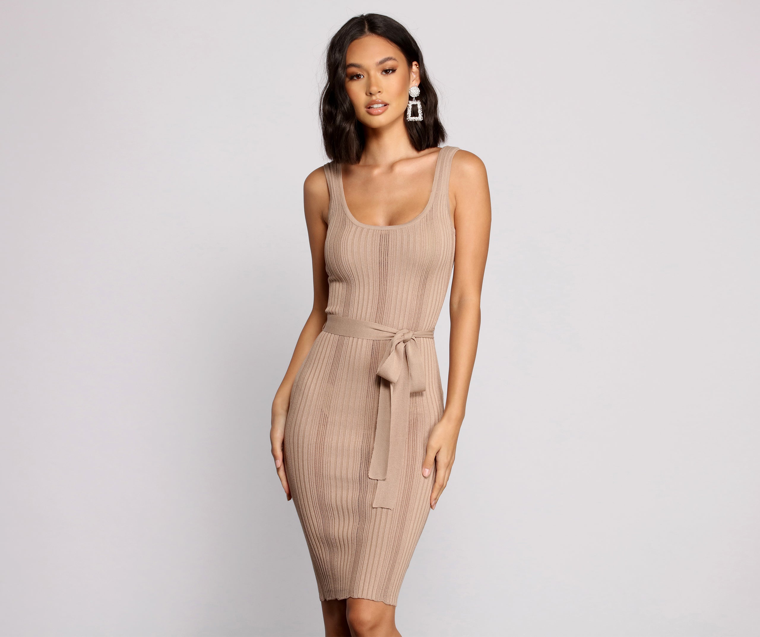 Slay In Style Ribbed Scoop Neck Midi Dress