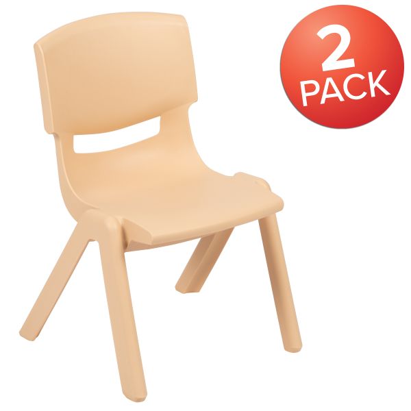 Whitney 2 Pack Natural Plastic Stackable School Chair with 10.5