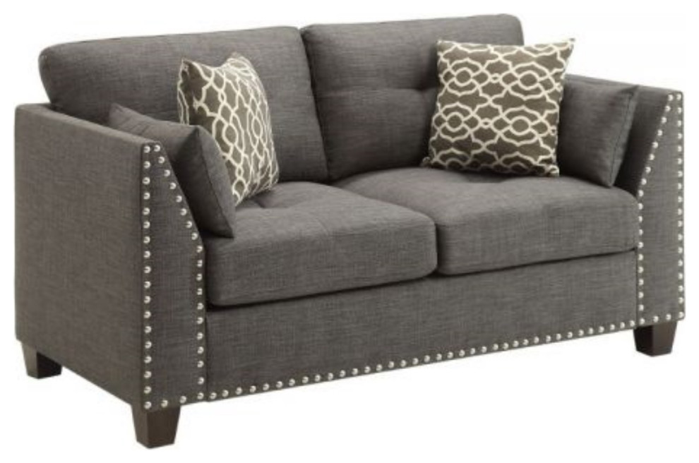 Ergode Loveseat With 4 Pillows  Light Charcoal Linen   Transitional   Loveseats   by VirVentures  Houzz