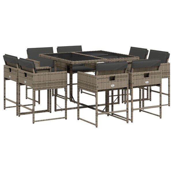 vidaX Patio Dining Set with Cushions Poly Rattan