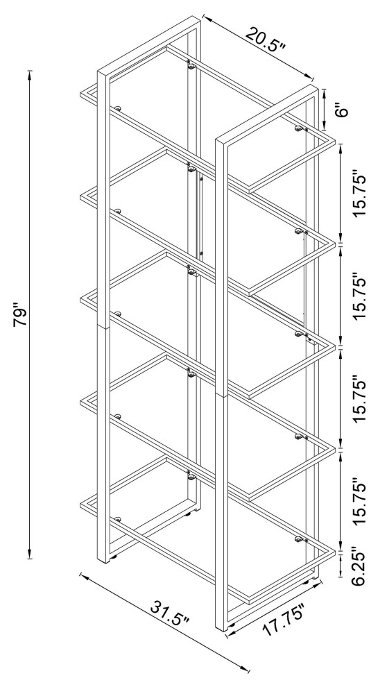 Hartford Glass Shelf Bookcase Chrome   Modern   Bookcases   by Modon  Houzz