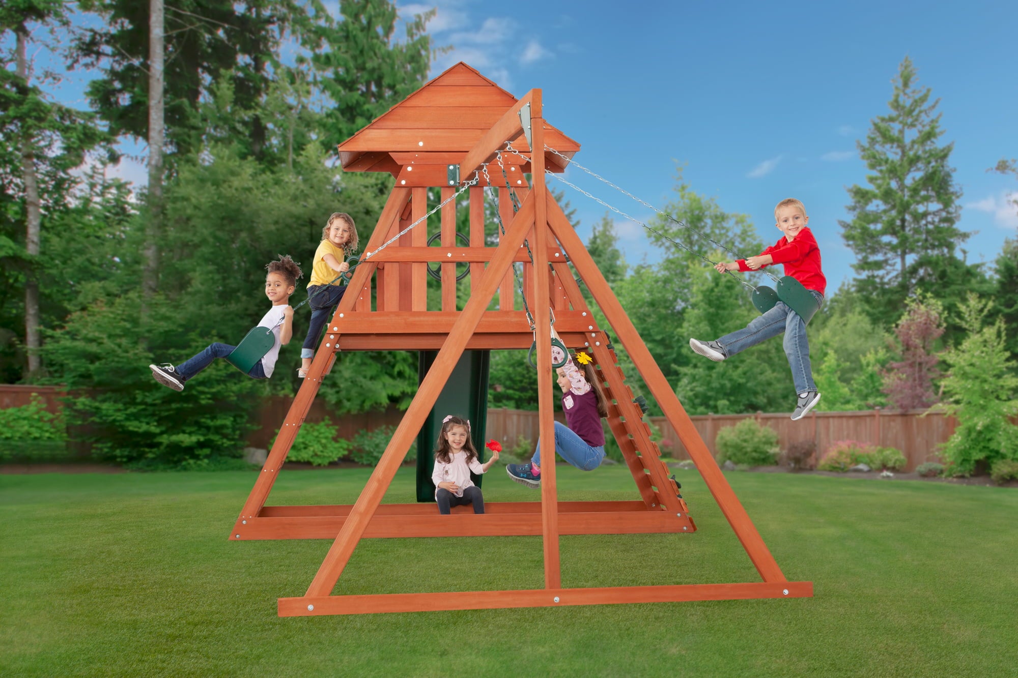 Cedar Chalet Wooden Swingset