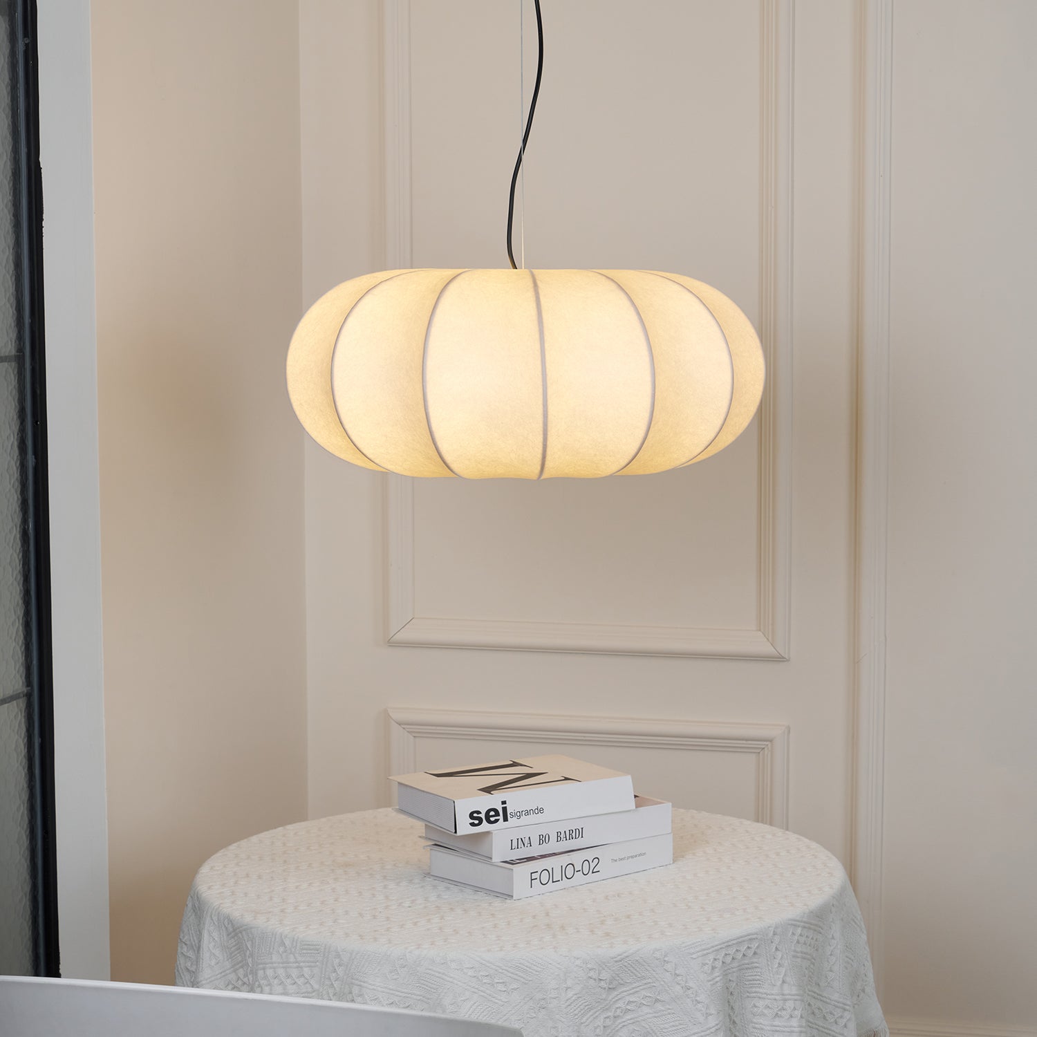 Oblate Silk Pendant Lamp