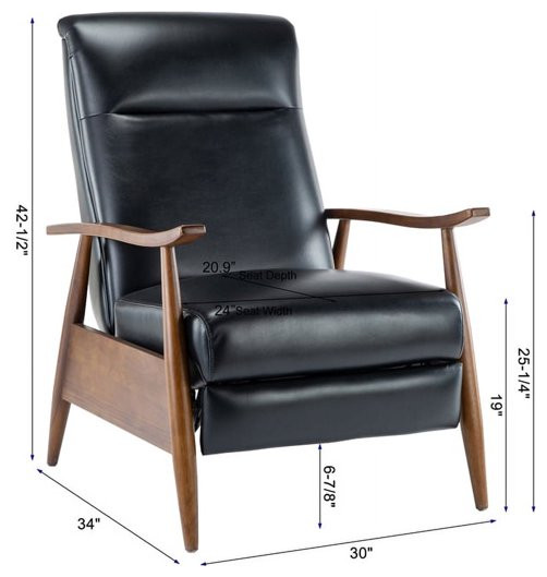 Classic Push Back Recliner Chair  Hardwood Frame With Faux Leather Seat   Traditional   Recliner Chairs   by Declusia  Houzz