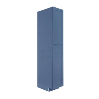 LIFEART CABINETRY Lancaster Blue Plywood Shaker Stock Assembled Tall Pantry Kitchen Cabinet 18 in. W x 27 in. D x 90 in. H ALB-PC1890