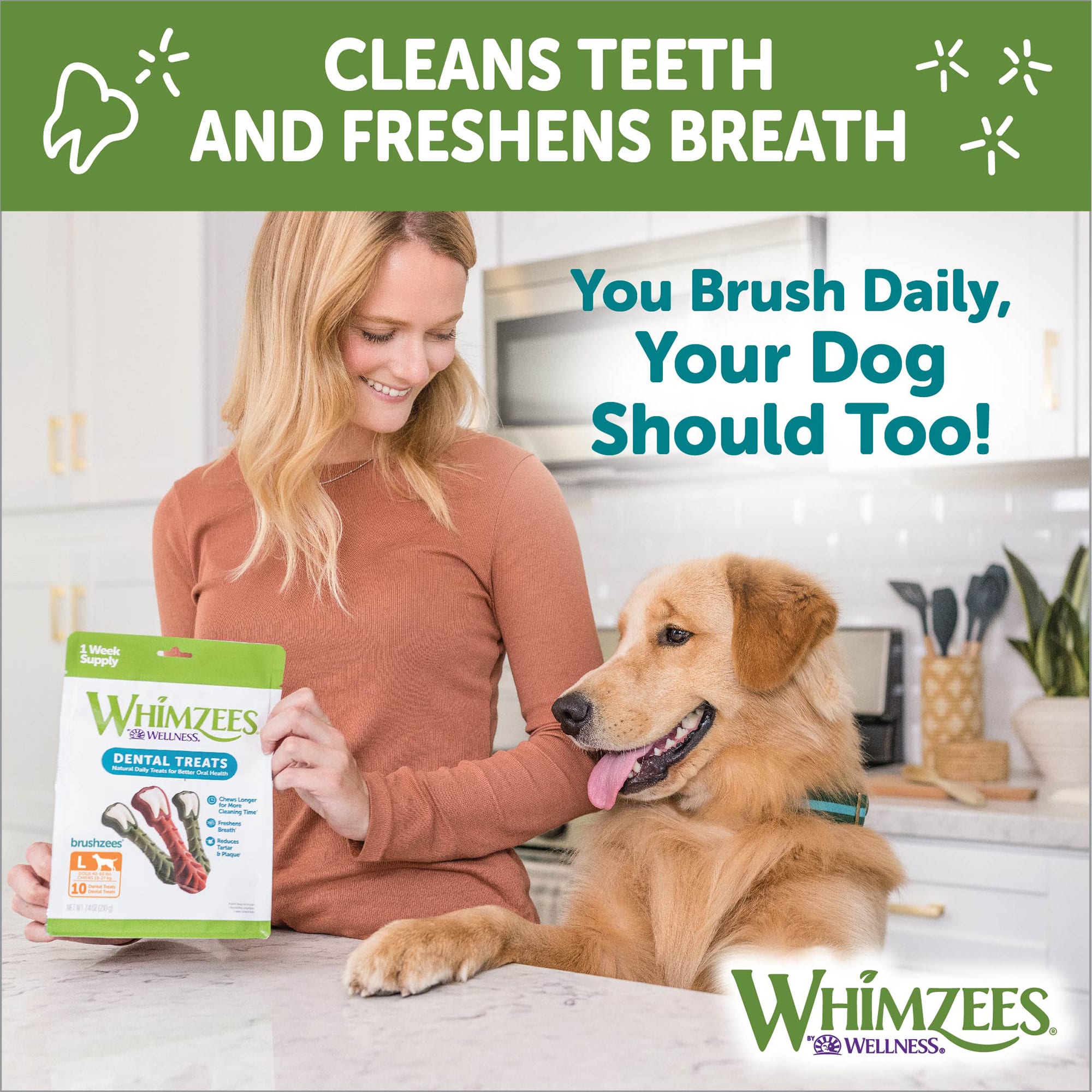 Whimzees Natural Grain Free Daily Long Lasting Large Dental Dog Treats Variety Pack， 29.6 oz.， Count of 14