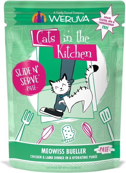 Weruva Cats in the Kitchen Meowiss Bueller with Chicken and Lamb Grain-Free Cat Food Pouches