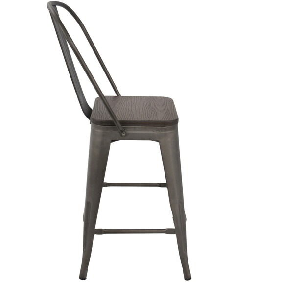 Oregon Industrial High Back Counter Stool in Antiq...