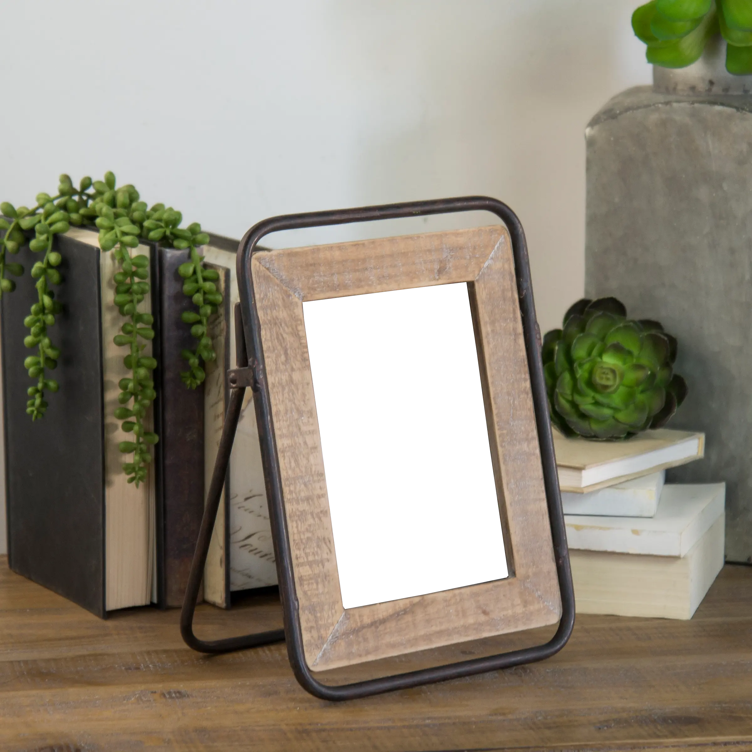 Brown and Black Wood and Metal 5x7 Picture Frame