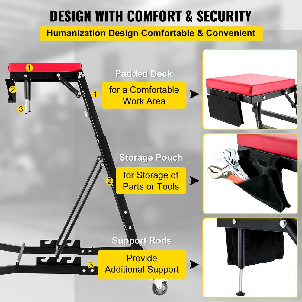 VEVOR Topside Creeper 400 lbs. Topside Automotive Engine Creeper Adjustable Height Foldable with 4 Casters Padded Deck HSKZDQCFDJXLCFLNIV0