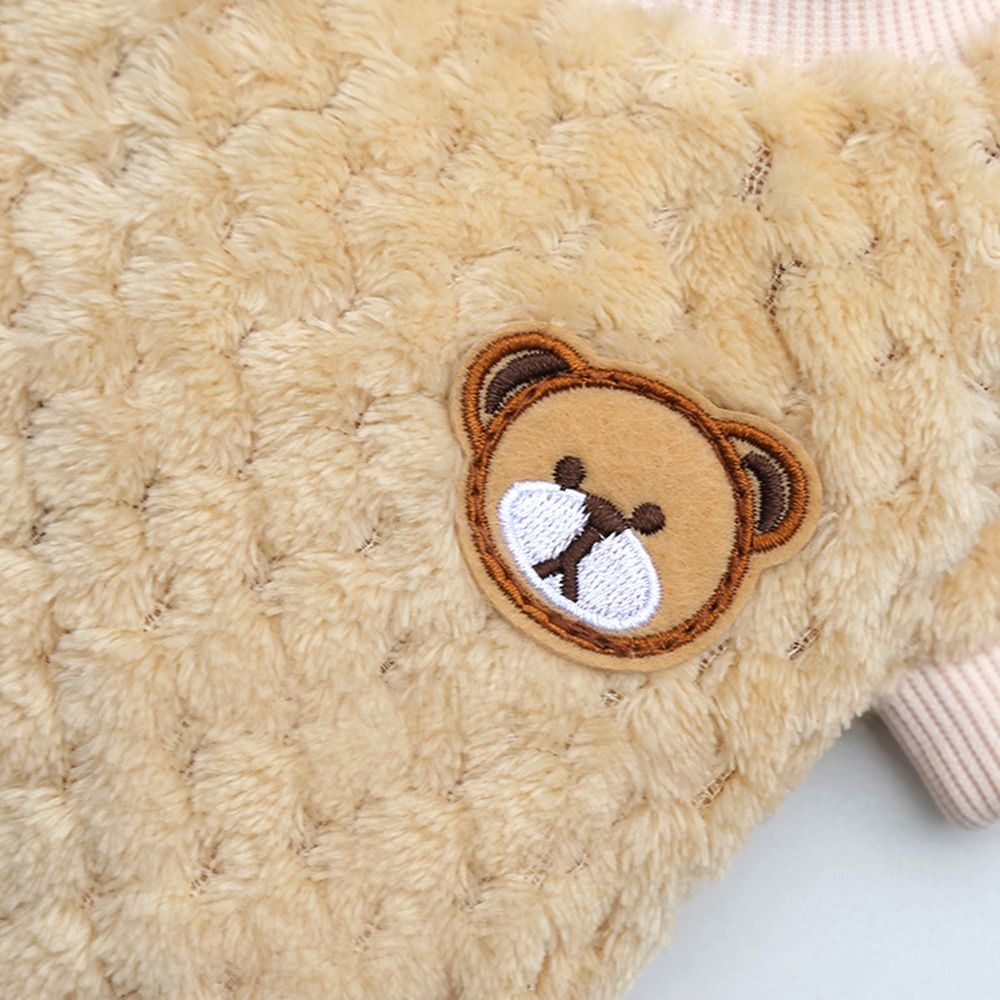 Cat For Small Dogs Warm Winter Bear Embroidery Dog Vest Pet Outfits Plush Coat Pet Clothes PINK L