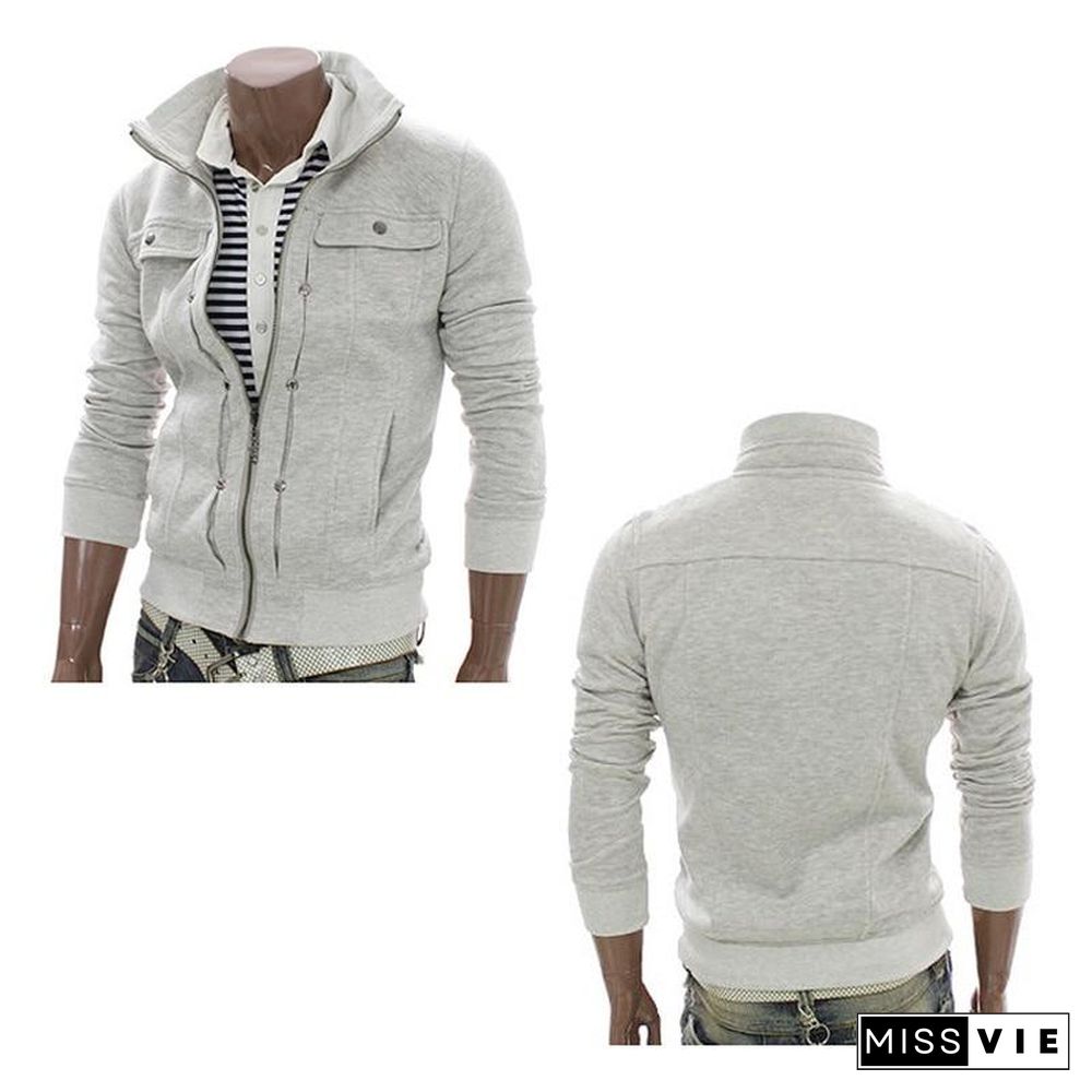 Quality Brand Button JACKET COAT Men Fashion Tracksuit Sweatshirt Male Cardigan