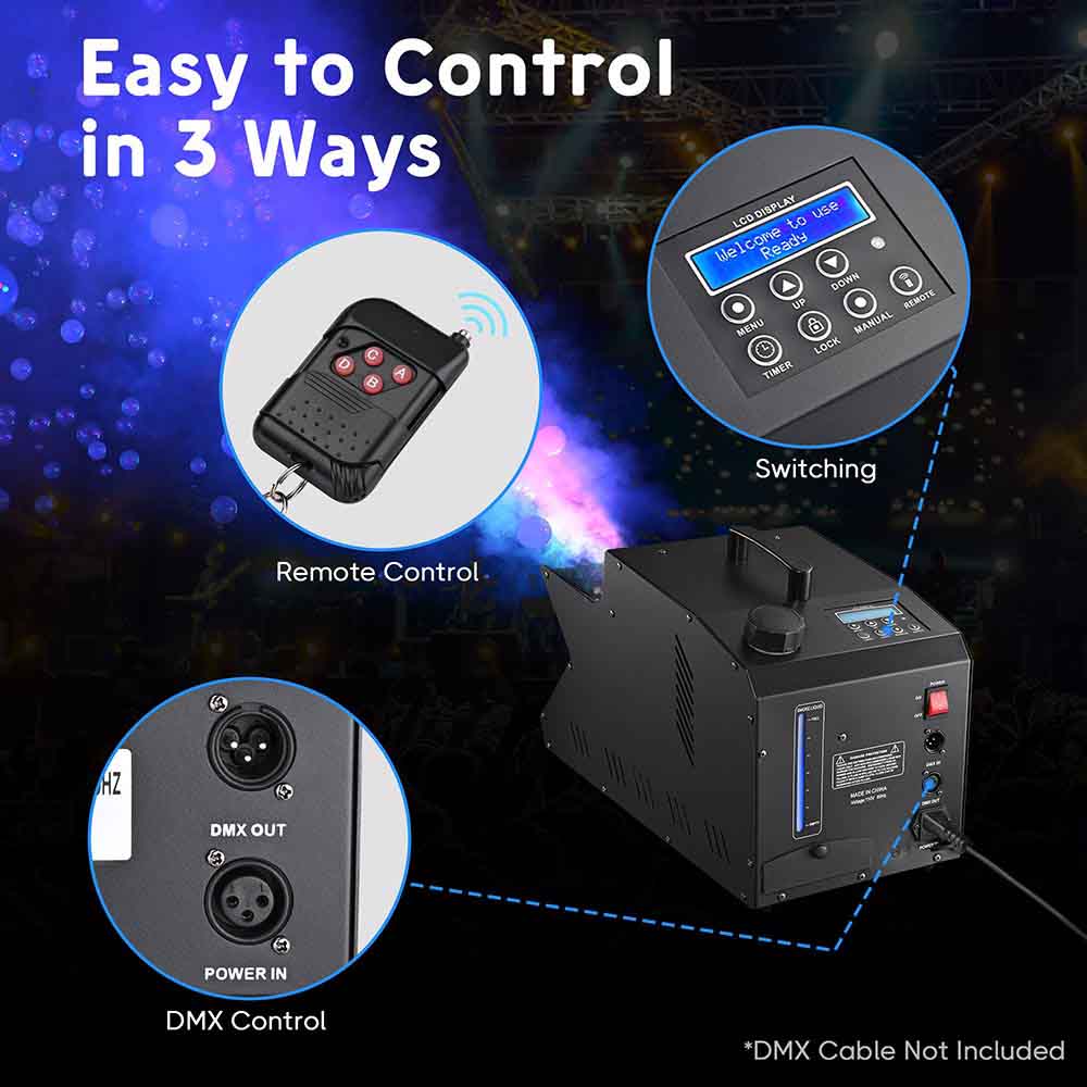 Yescom 3in1 LED Fog Bubble Machine with Remote DMX 12-RGB 2500W