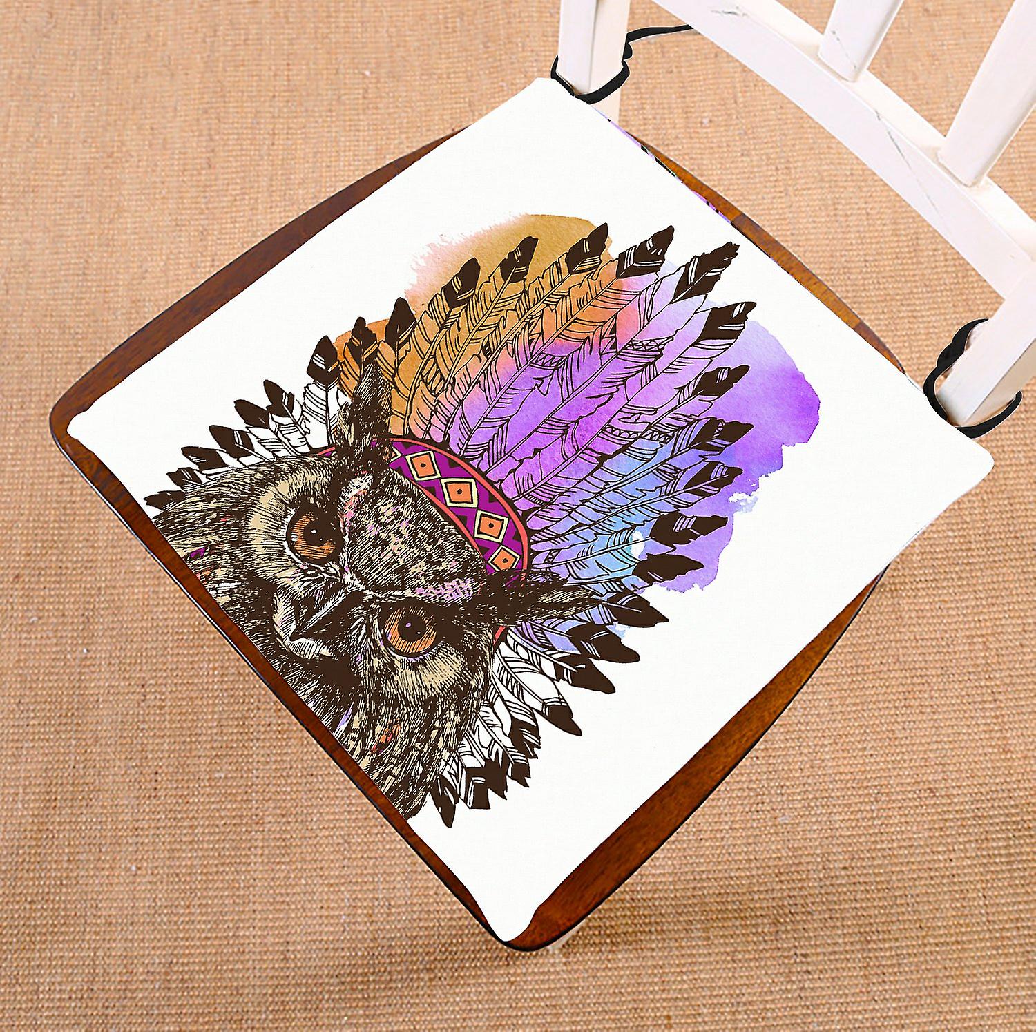 Animal Chair Pad， Eagle Owl In An Indian Style Seat Cushion Chair Cushion Floor Cushion 50x50 Cm