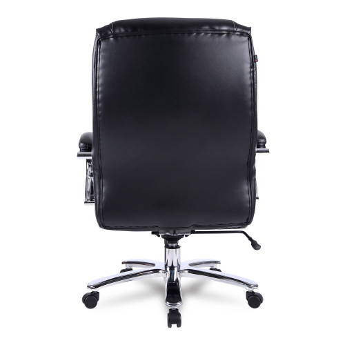 Alera Maxxis Series Big/Tall Bonded Leather Chair， Supports 500 lb， 21.42 to 25 Seat Height， Black Seat/Back， Chrome Base (MS4419)