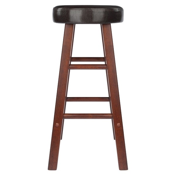 Maria Cushion Seat Counter Stool， 2-Pc Set， Espresso and Walnut